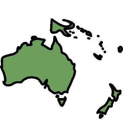 a green shape of Oceania.